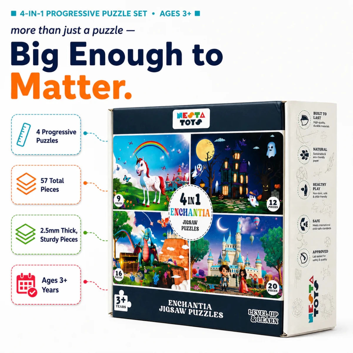 Enchantia - 4 in 1 Level Up & Learn Jigsaw Puzzle (9 Pcs - 20 Pcs) - NESTA TOYS