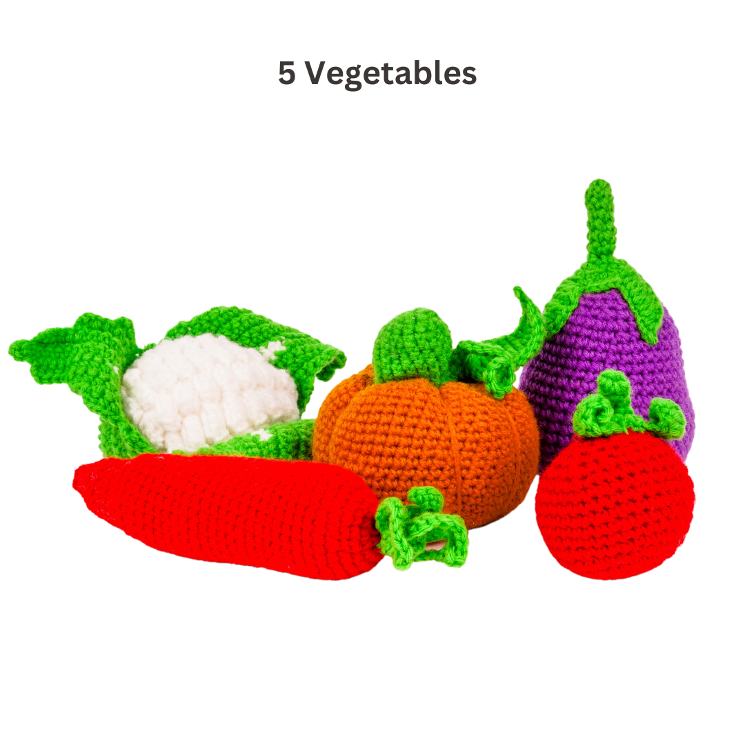Crochet Fruits & Vegetable Toys | Play Food for Kids (10 Pcs) - nestatoys