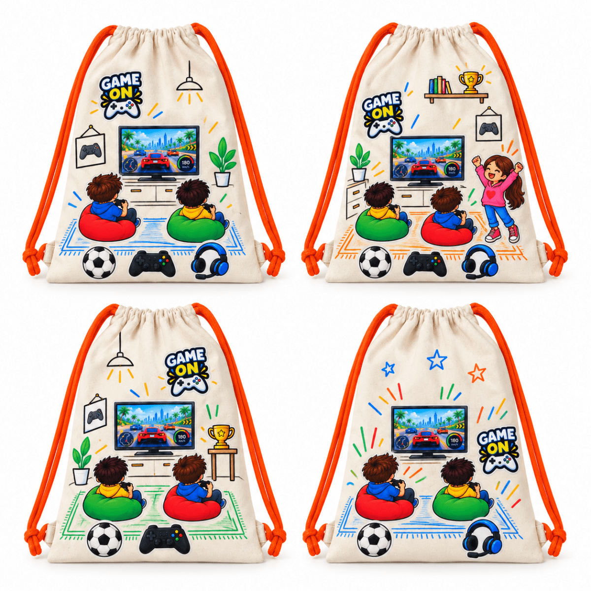 DIY Gaming Drawstring Bag for Kids - Iron-On Sticker Craft Kit - NESTA TOYS
