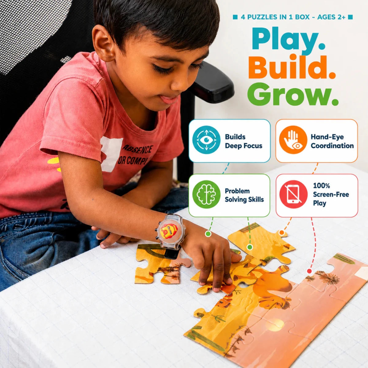 Habitat - 4 in 1 Level Up & Learn Jigsaw Puzzle (9 Pcs - 20 Pcs) - NESTA TOYS