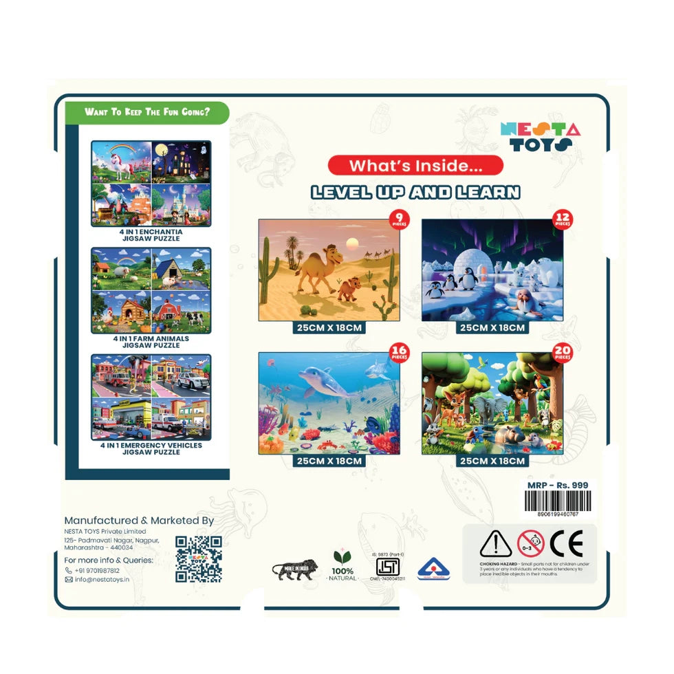 Habitat - 4 in 1 Level Up & Learn Jigsaw Puzzle (9 Pcs - 20 Pcs) - nestatoys