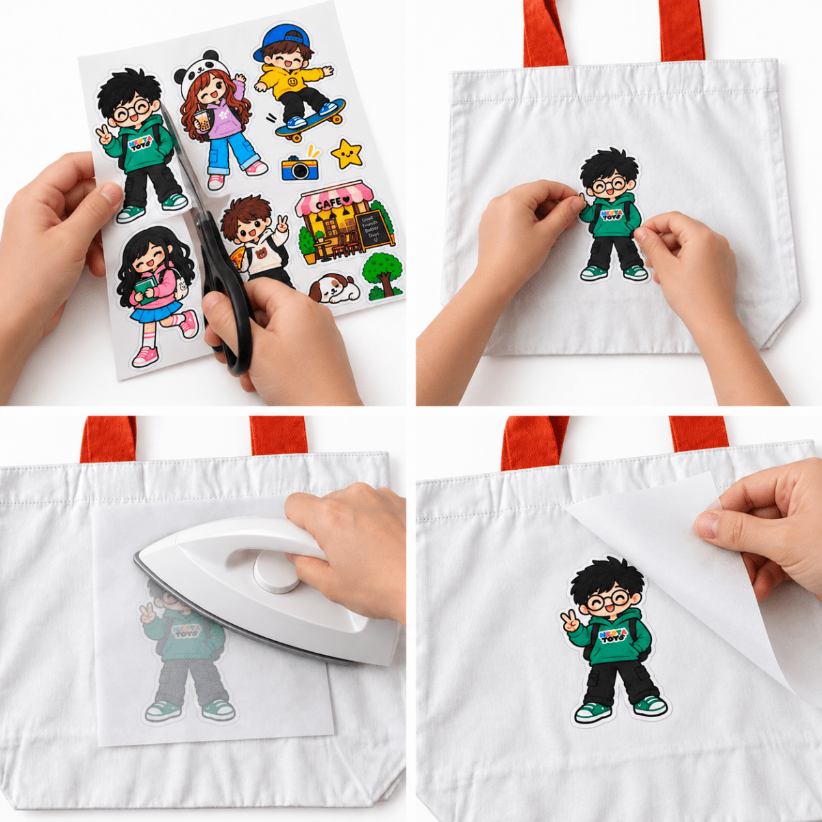 DIY Doodle Tote Bag for Kids - Iron-On Sticker Craft Kit - NESTA TOYS