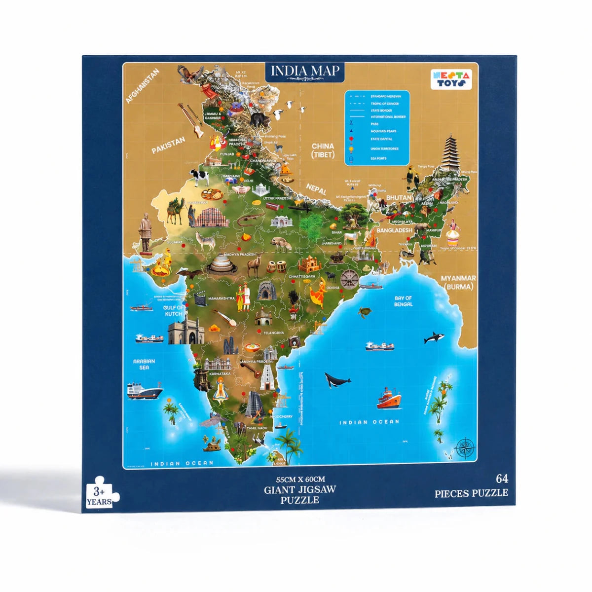 India Map Jigsaw Puzzle (64 Pcs) - NESTA TOYS