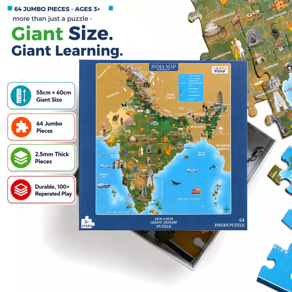 India Map Jigsaw Puzzle (64 Pcs) - NESTA TOYS