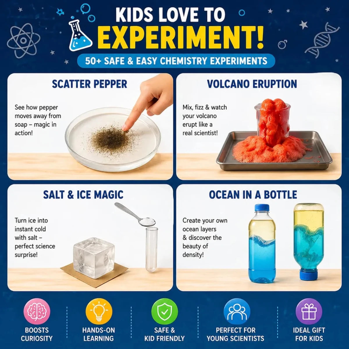 Junior Chemistry Lab Kit - Safe & Fun Science Experiments for Kids - NESTA TOYS