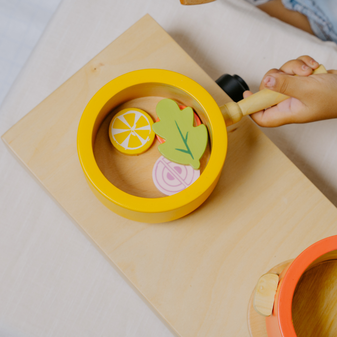 Wooden Gas Stove and Cooking Set Toy (10 Pcs) - nestatoys