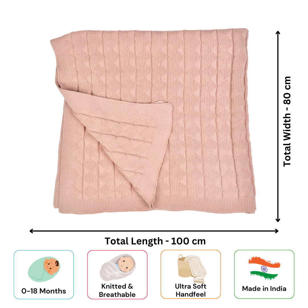 Knitted Cotton Baby Swaddle (80x100 cm) | Perfect for Baby’s Comfort - nestatoys