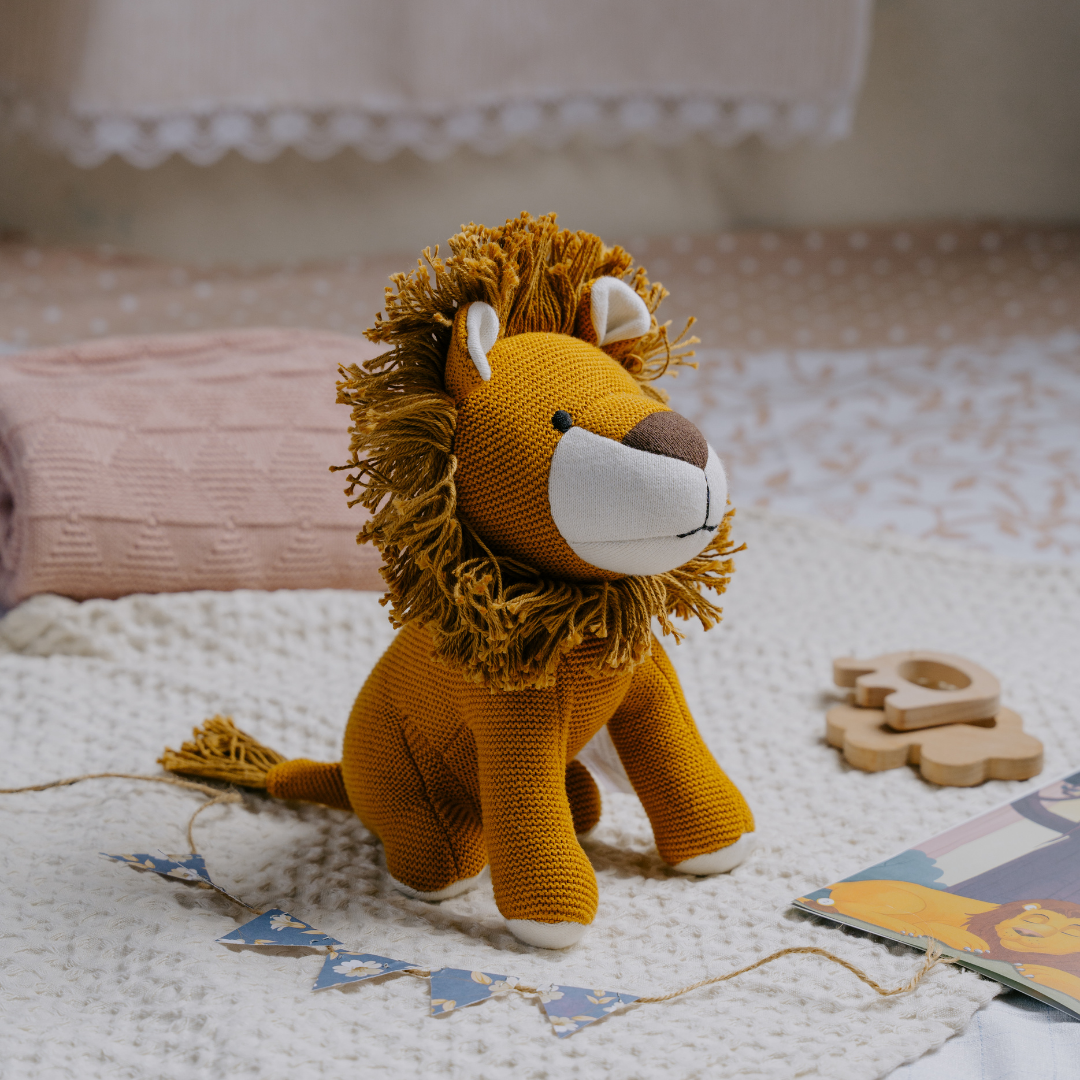 Newborn Gift Set - Lion Plush Toy, Wooden Elephant & Car Teether - nestatoys