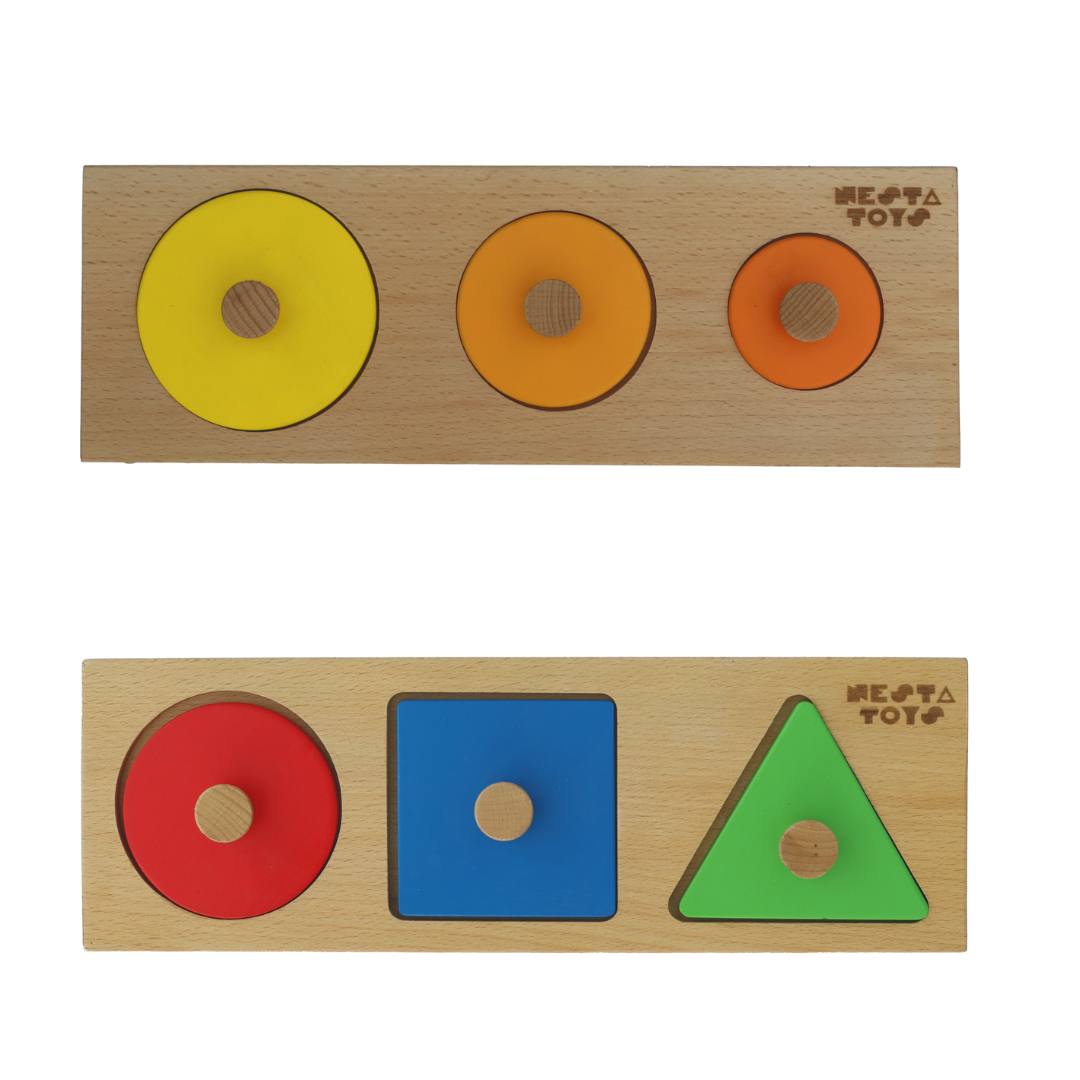 Montessori Early Math Shape Knob Puzzle Combo - nestatoys