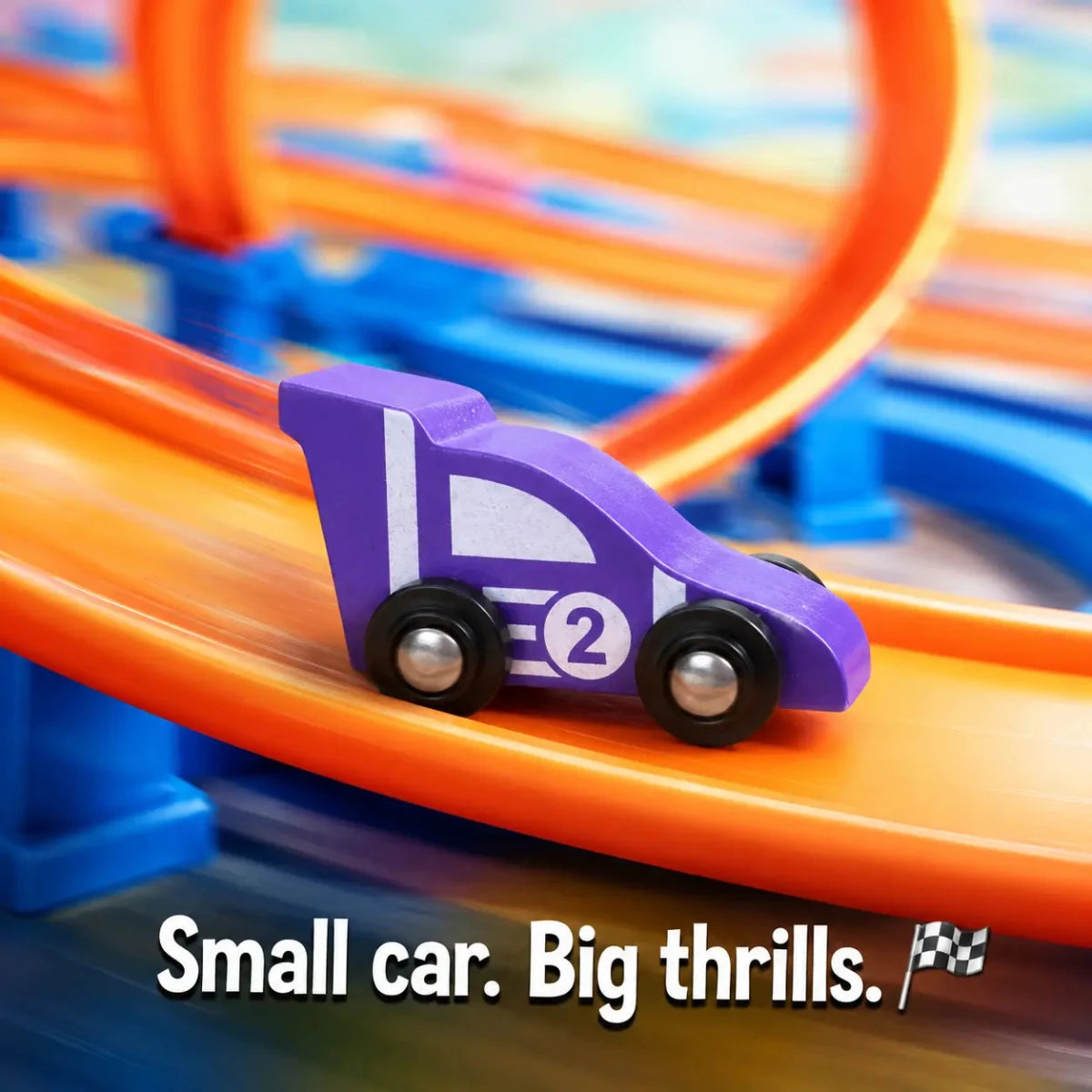 Wooden Car (3 Pcs) - Green, Orange, Purple - NESTA TOYS
