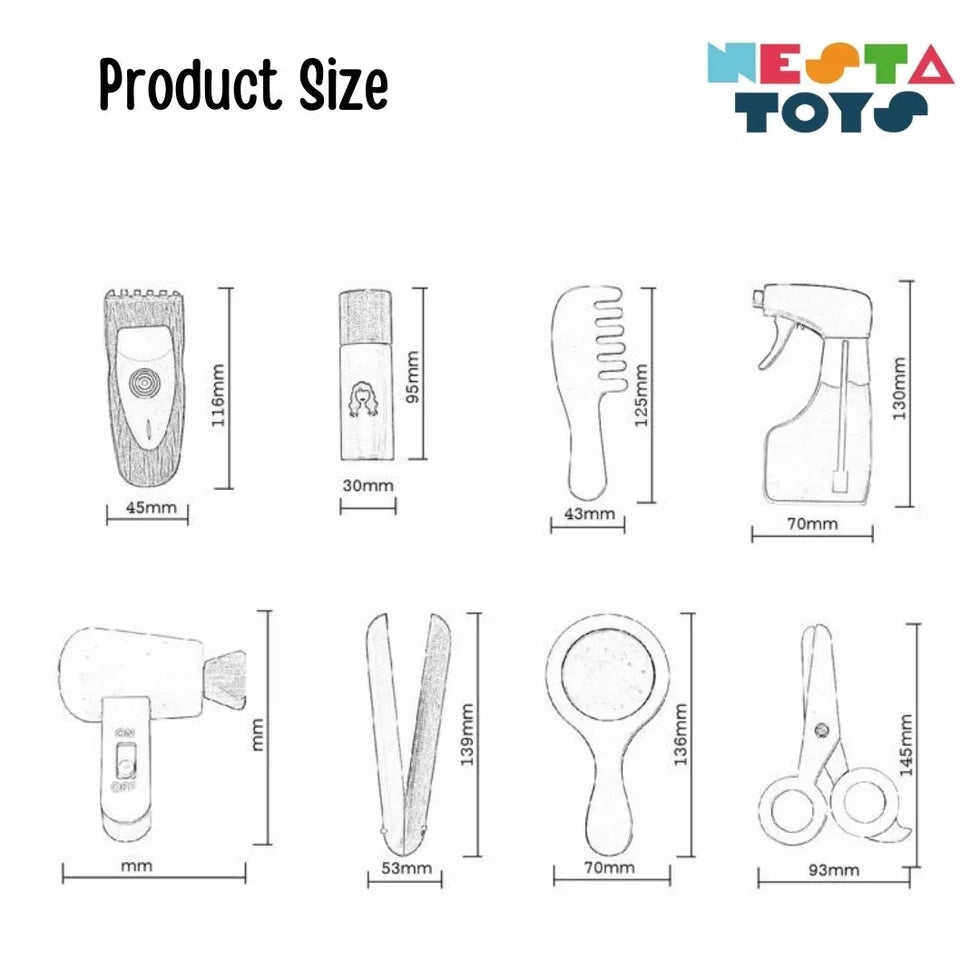 Wooden Barber Toy | Make up Toy for Kids (18 Pcs) - NESTA TOYS