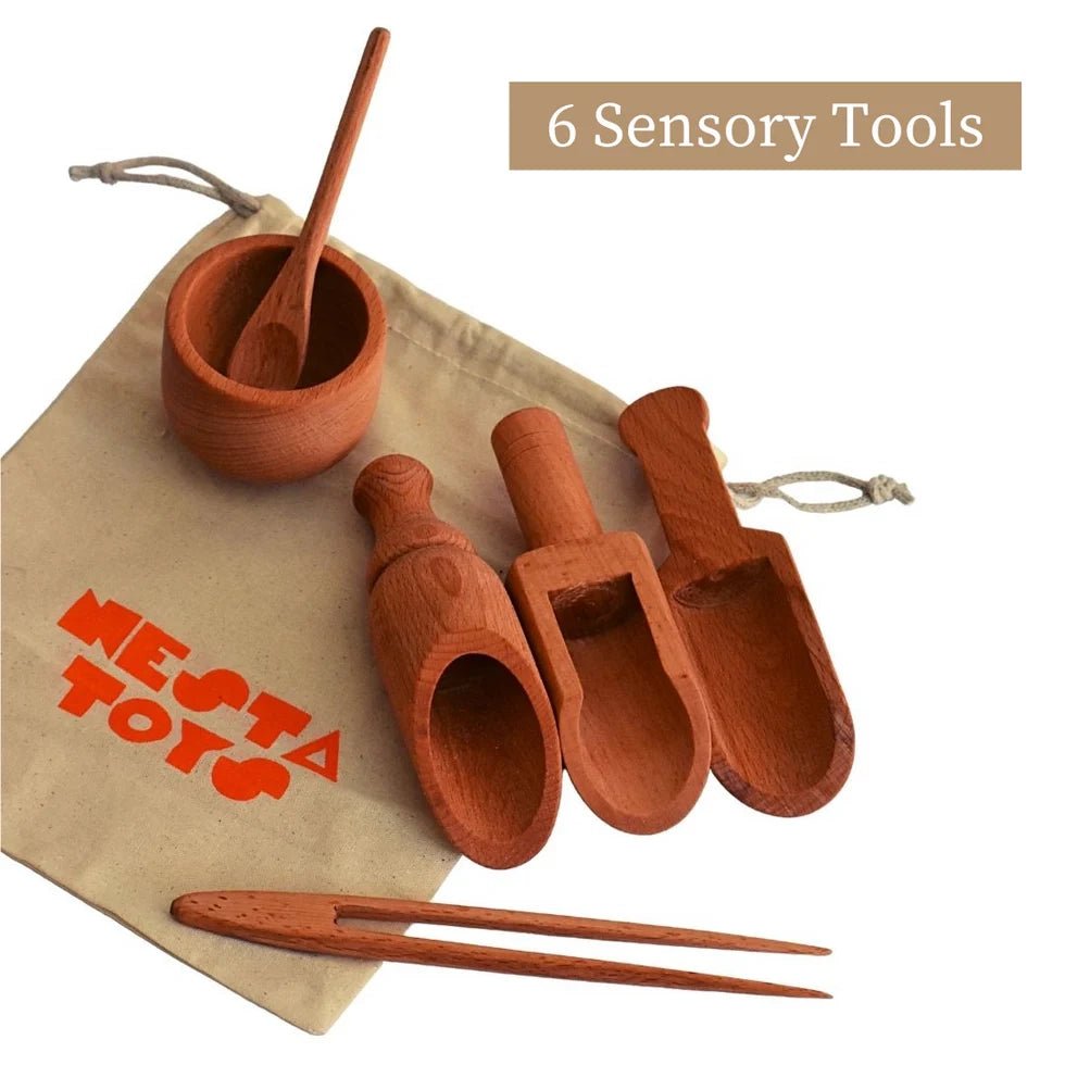 Sensory Toys for Kids - Sensory Bin Tools, Egg Shaker, Rainbow Blocks - NESTA TOYS