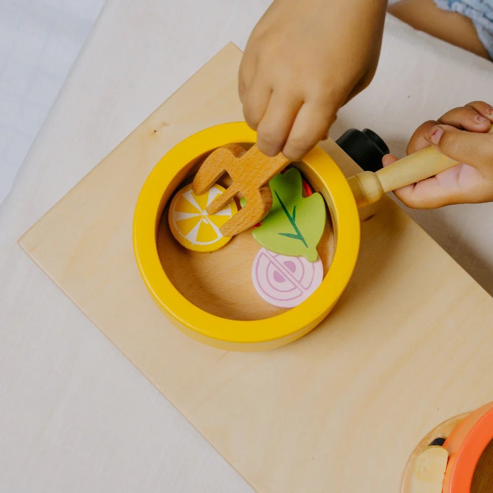Wooden Kitchen Play Set | Cooking Toy for Kids (9 Pcs) - NESTA TOYS