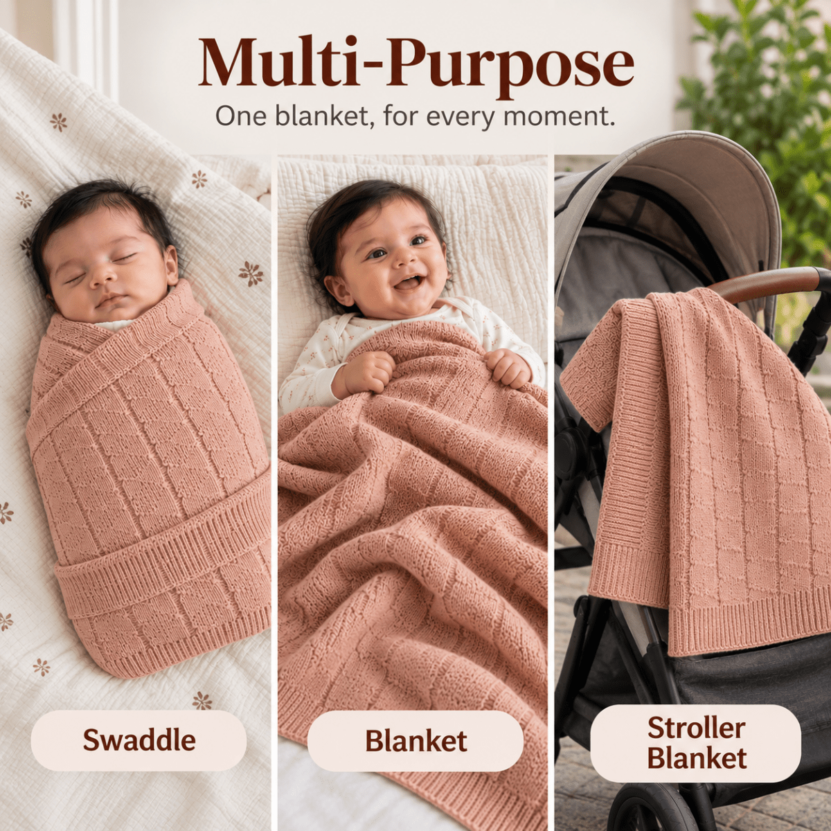 Knitted Cotton Baby Swaddle (80x100 cm) | Perfect for Baby’s Comfort - NESTA TOYS
