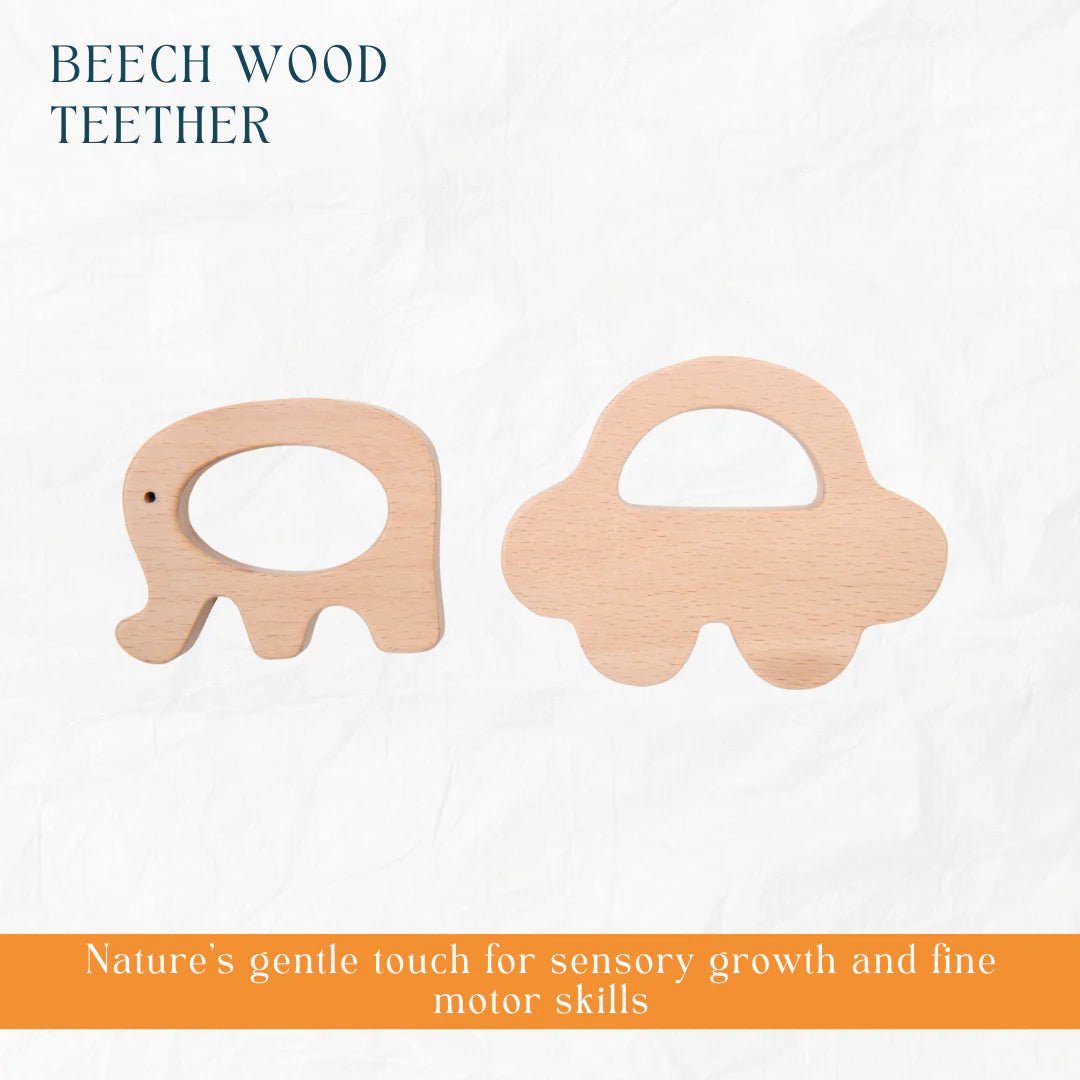 Newborn Gift Set – Swaddle, Lion Plush Toy & Wooden Teethers - NESTA TOYS