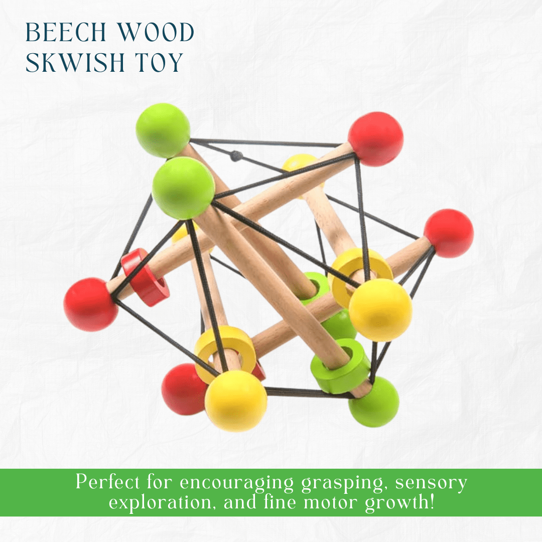 Newborn Gift Set – Wooden Skwish Rattle, Clacker Rattle & Elephant Teether - NESTA TOYS