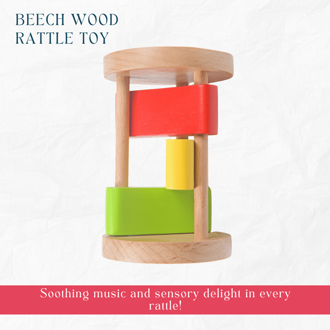 Newborn Gift Set – Wooden Skwish Rattle, Clacker Rattle & Elephant Teether - NESTA TOYS