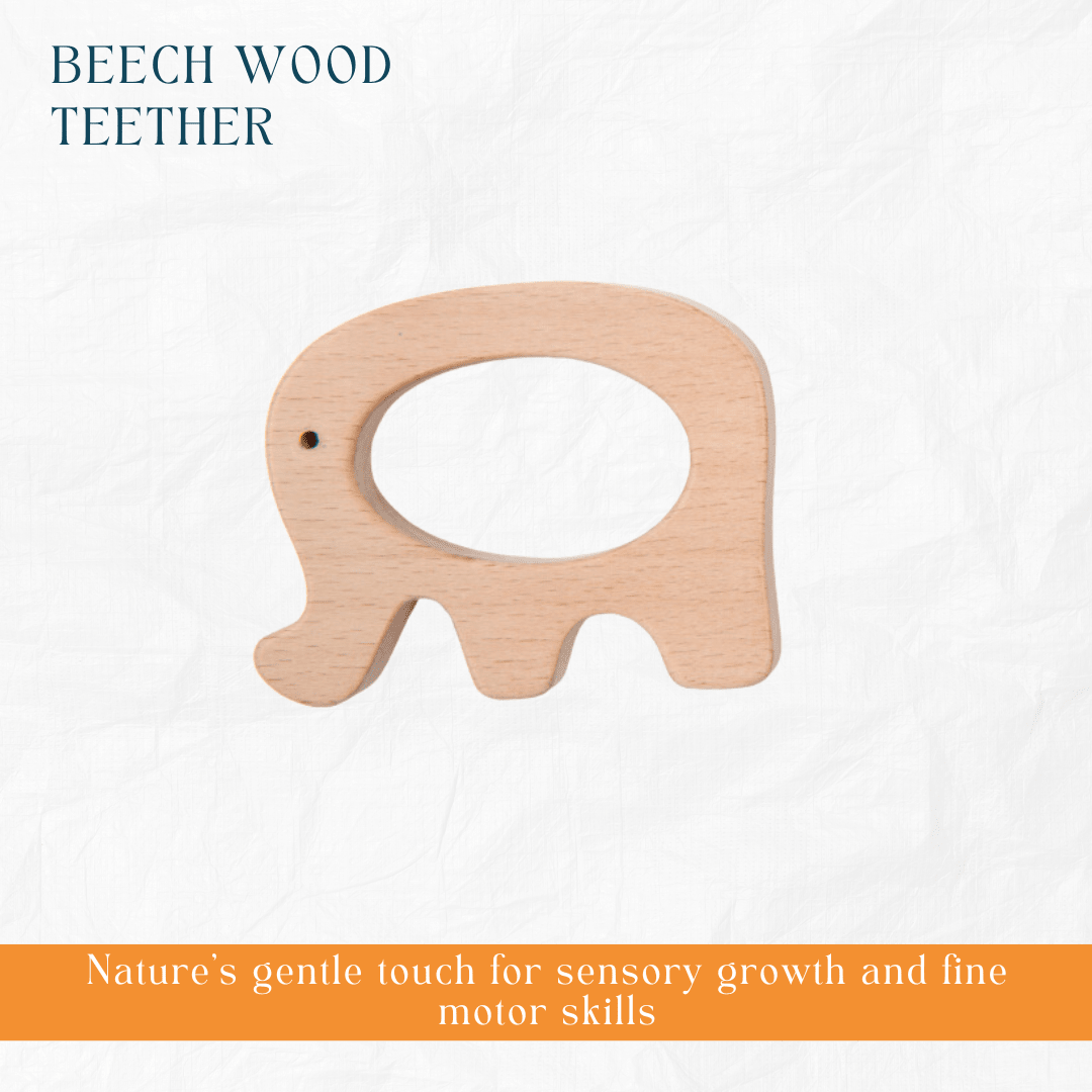 Newborn Gift Set – Wooden Skwish Rattle, Clacker Rattle & Elephant Teether - NESTA TOYS