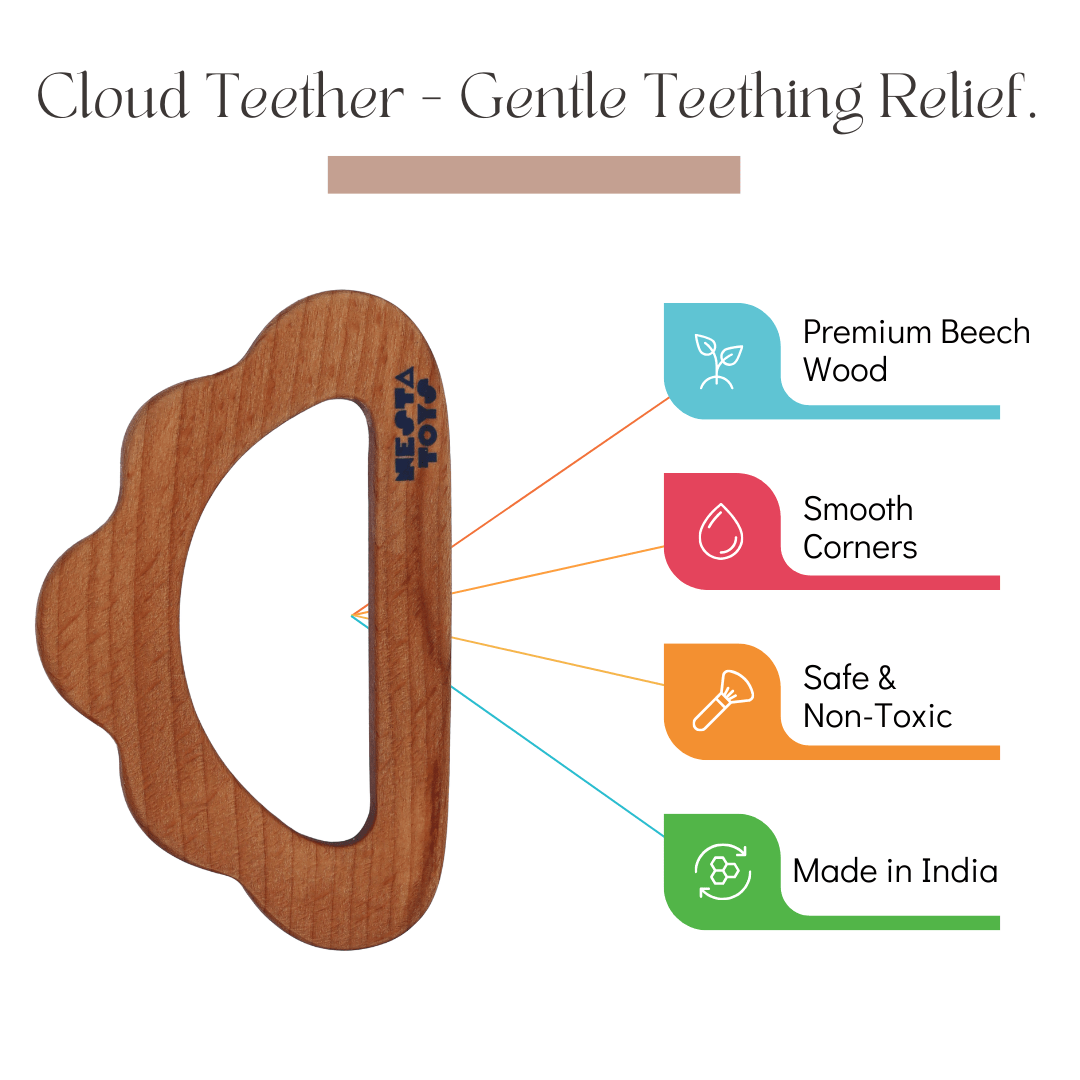 Beech Wooden Cloud Teether (0 - 1.5 years) - NESTA TOYS