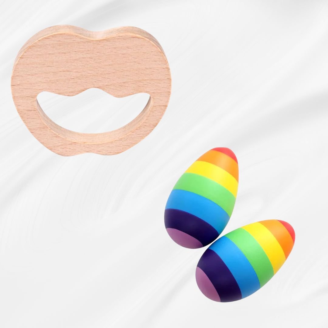 Wooden Egg Shaker (Rattle) & Teether Combo (3+ Months) - NESTA TOYS