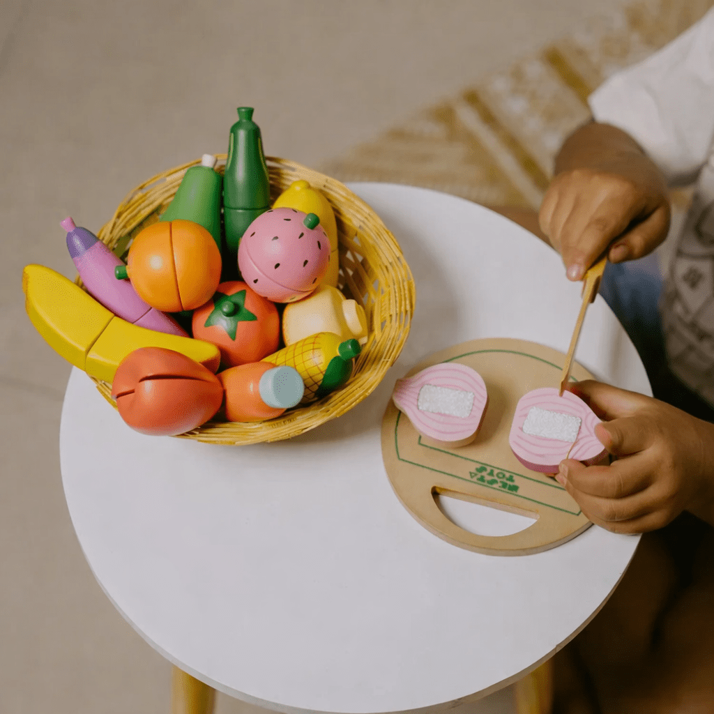 Wooden Velcro Vegetable and Fruit Toy Set (15 Pcs) - NESTA TOYS