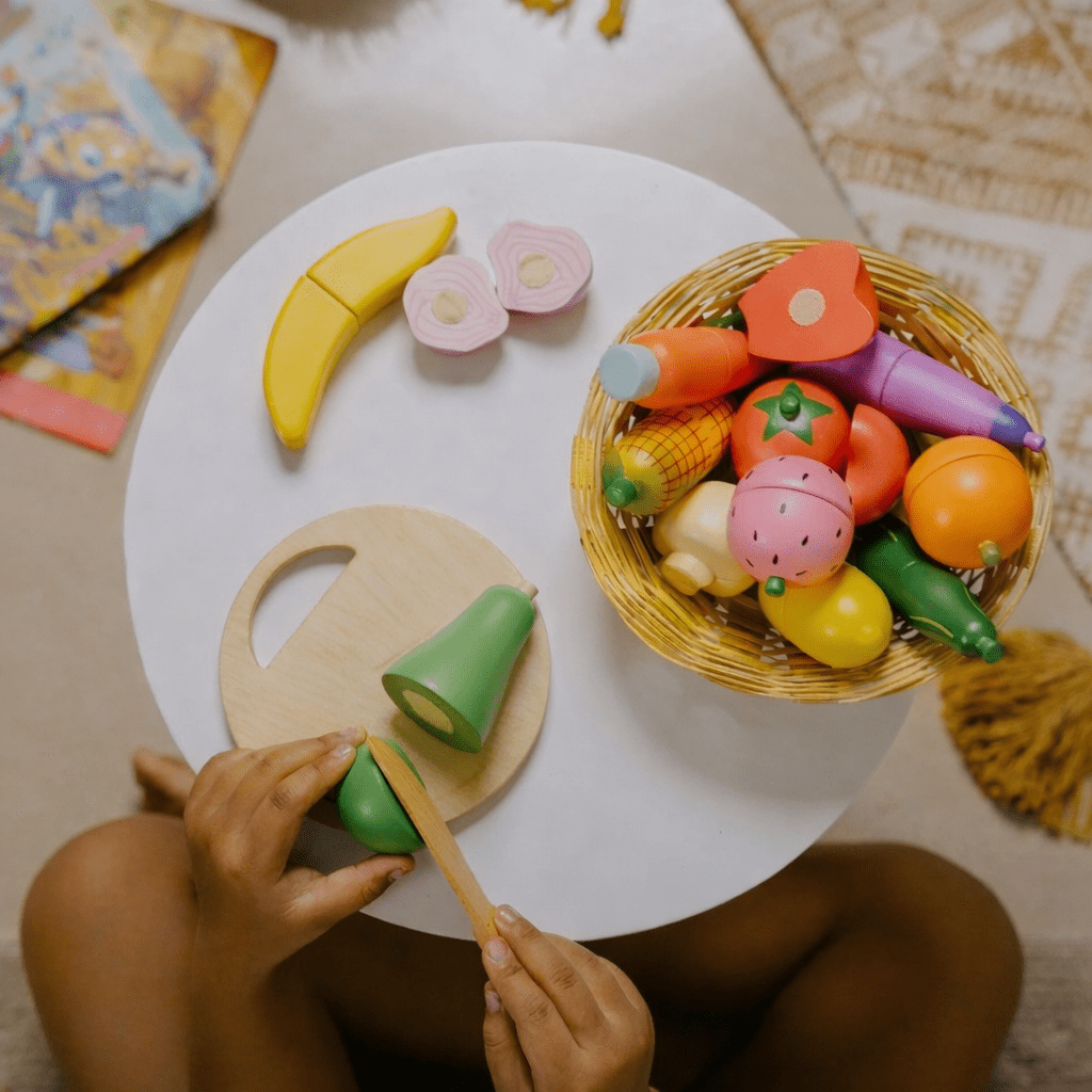 Wooden Velcro Vegetable and Fruit Toy Set (15 Pcs) - NESTA TOYS