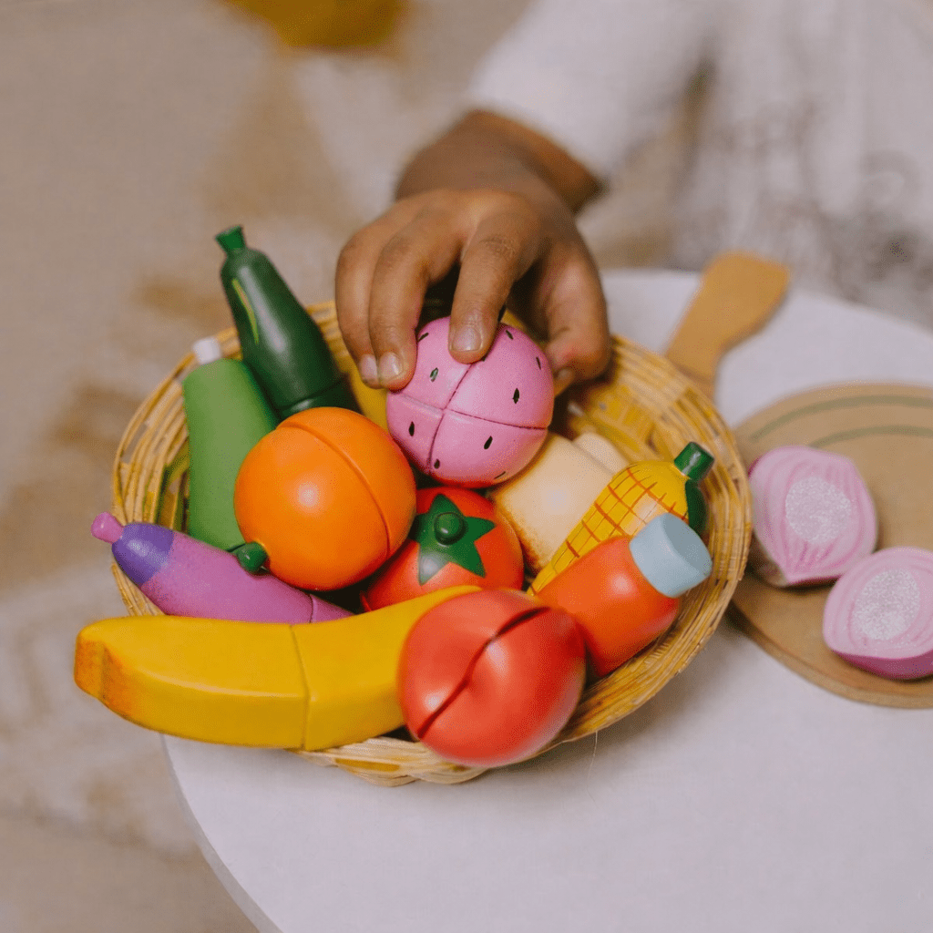 Wooden Velcro Vegetable and Fruit Toy Set (15 Pcs) - NESTA TOYS