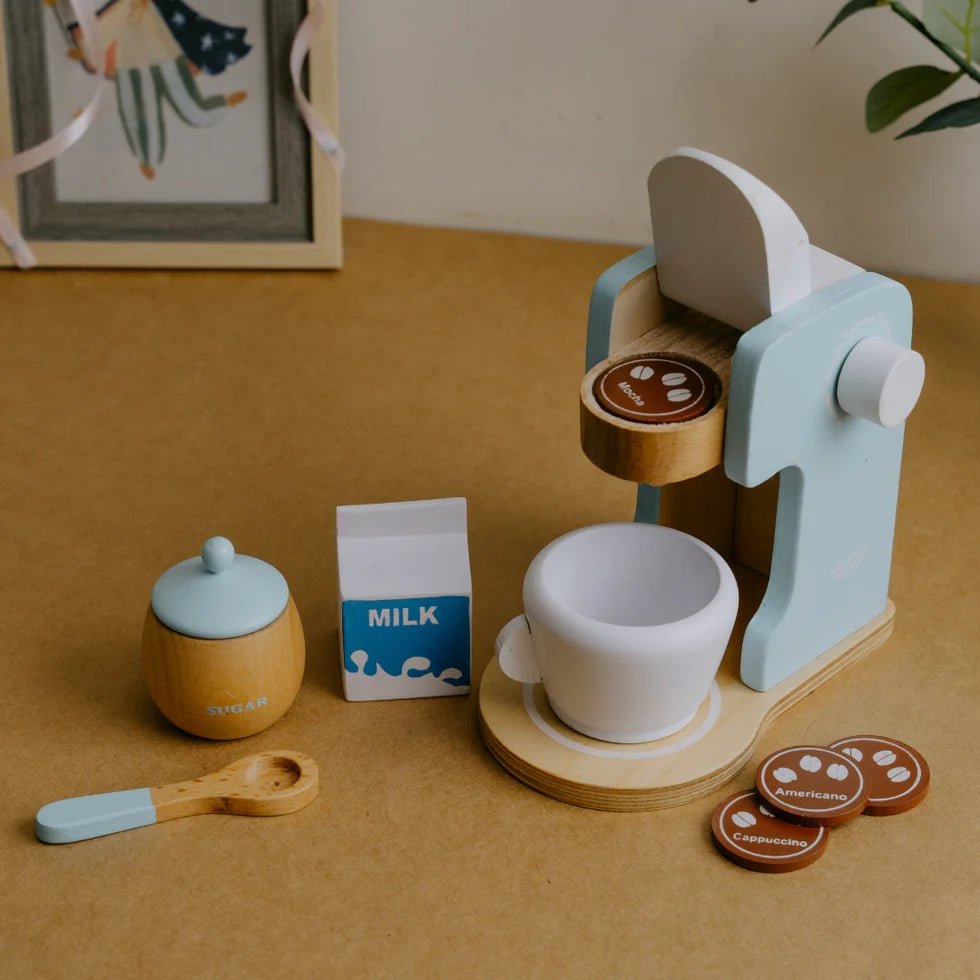 Wooden Coffee Machine Toy (Blue) - NESTA TOYS