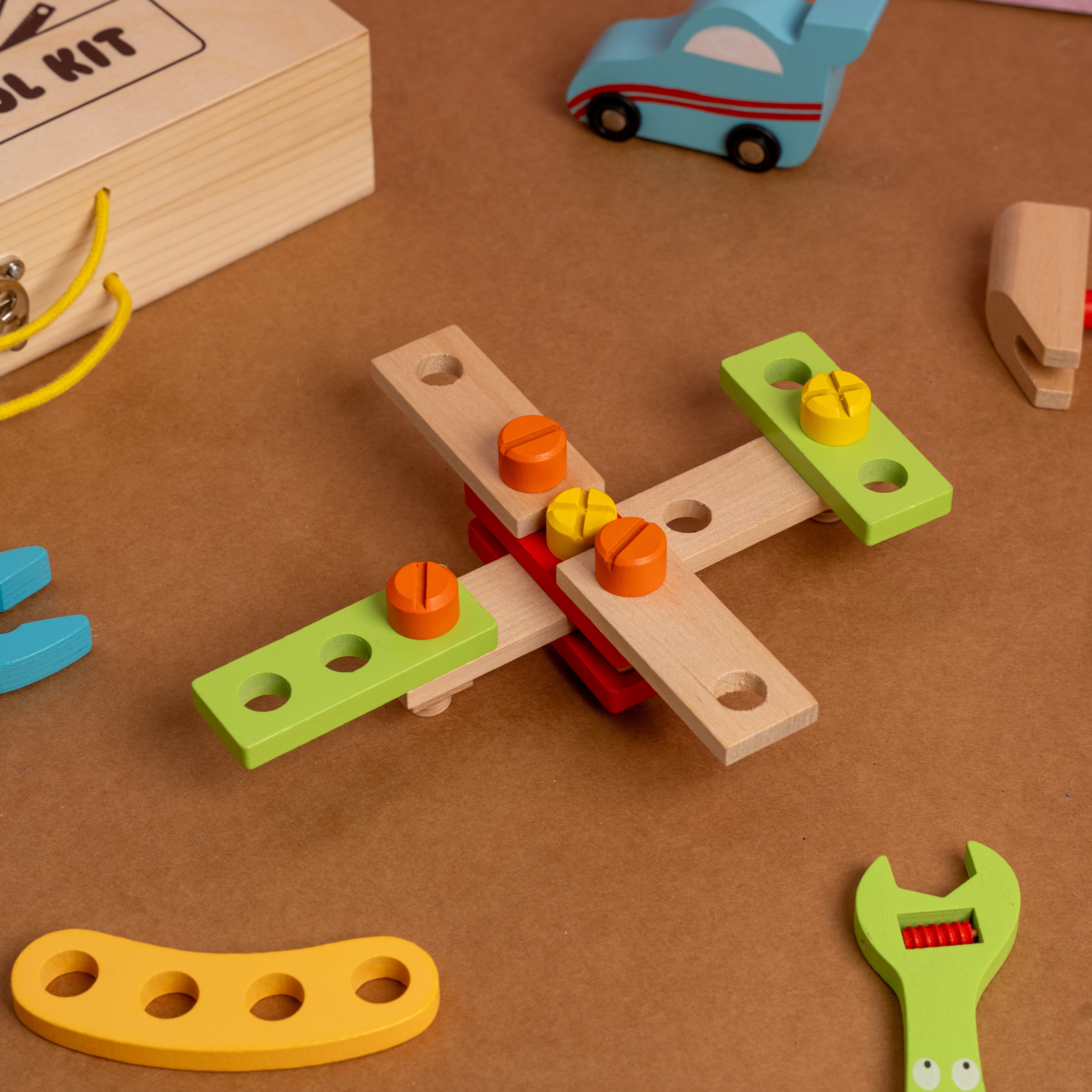 NESTA TOYS - Wooden toolkit, tool kit kids, wooden tool toy, pretend play toy, learning toy, educational toy, carpenter toy, diy toy kids, wooden toy, nesta toys, kids tool set, activity toy, montessori toy, skill toy, play tool kit