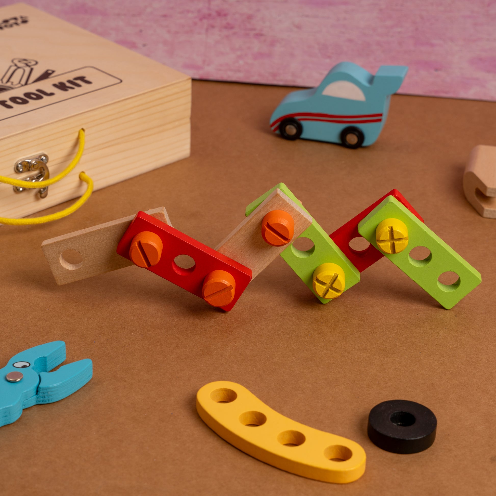 NESTA TOYS - Wooden toolkit, tool kit kids, wooden tool toy, pretend play toy, learning toy, educational toy, carpenter toy, diy toy kids, wooden toy, nesta toys, kids tool set, activity toy, montessori toy, skill toy, play tool kit