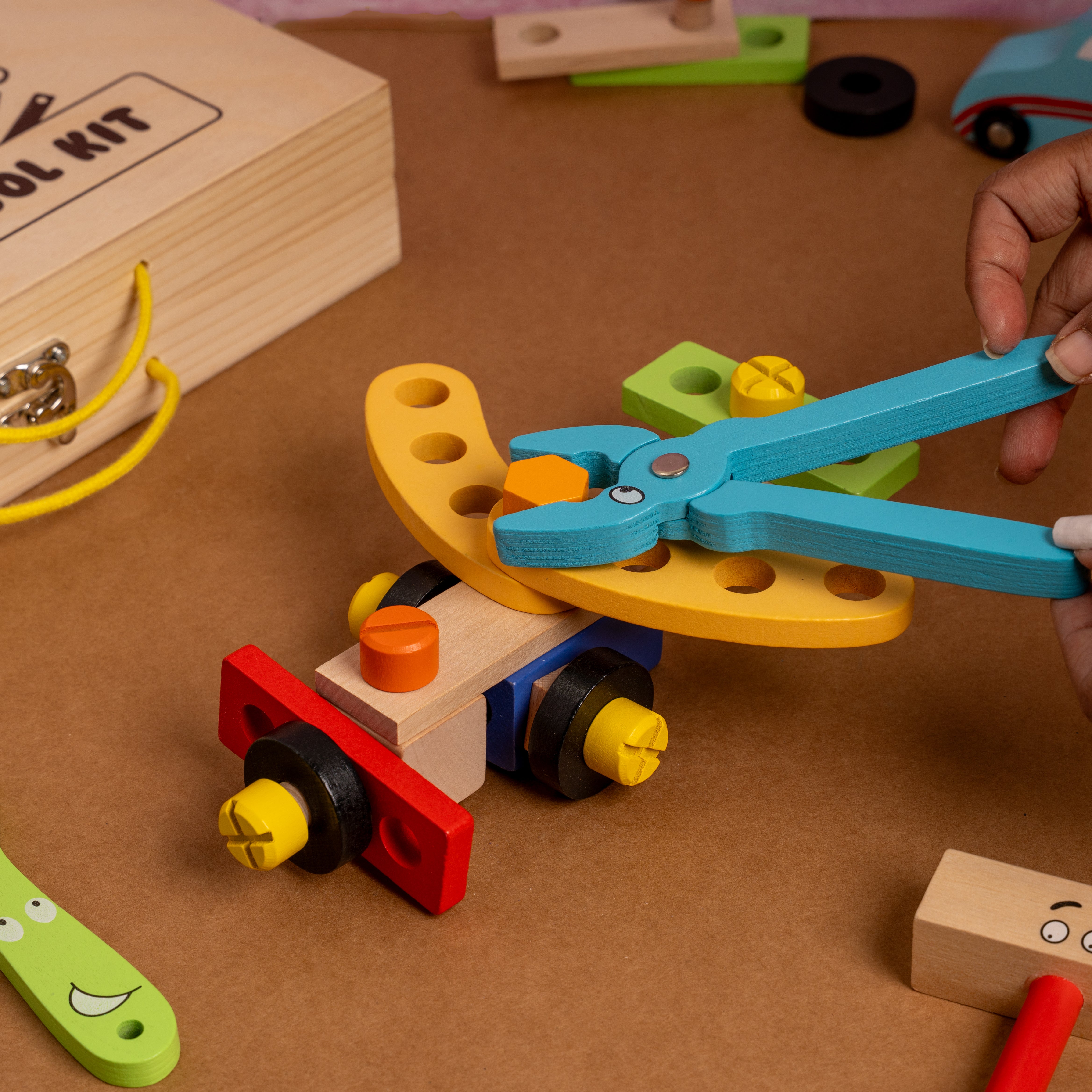 NESTA TOYS - Wooden toolkit, tool kit kids, wooden tool toy, pretend play toy, learning toy, educational toy, carpenter toy, diy toy kids, wooden toy, nesta toys, kids tool set, activity toy, montessori toy, skill toy, play tool kit