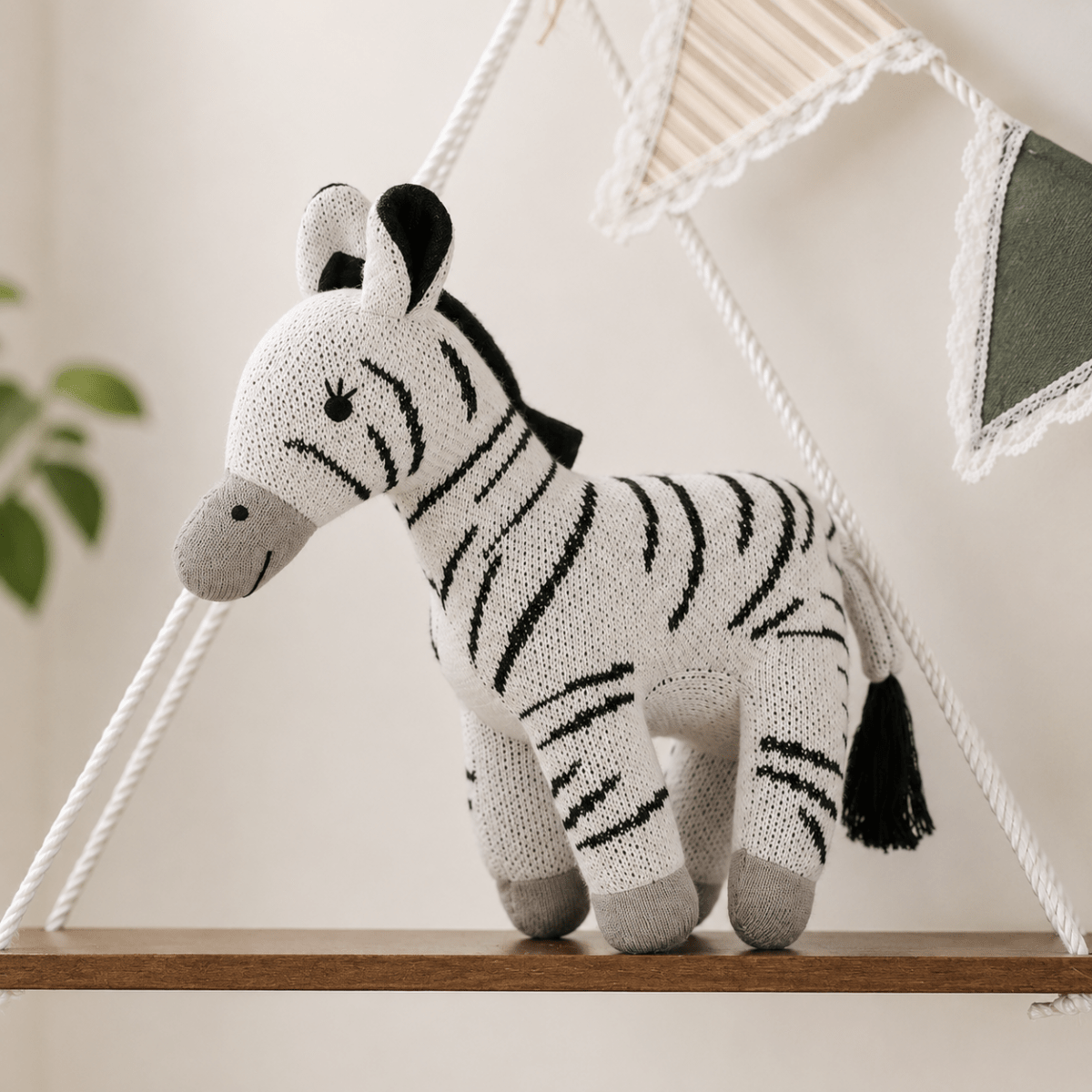 Zippy the Zebra - Knitted Cotton Animal Plush Toy for Kids - NESTA TOYS