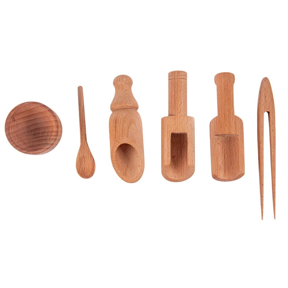 Wooden Sensory Bin Tools for Kids (6 Pcs) - Free Gift - NESTA TOYS