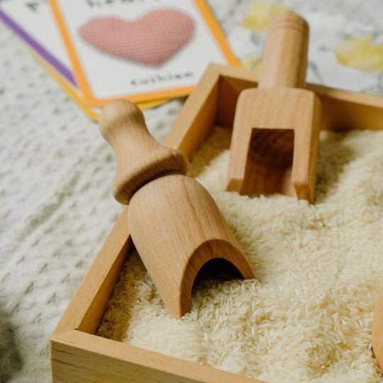 Sensory Wooden Bin Tools with Montessori Tray (7 Pcs) - NESTA TOYS