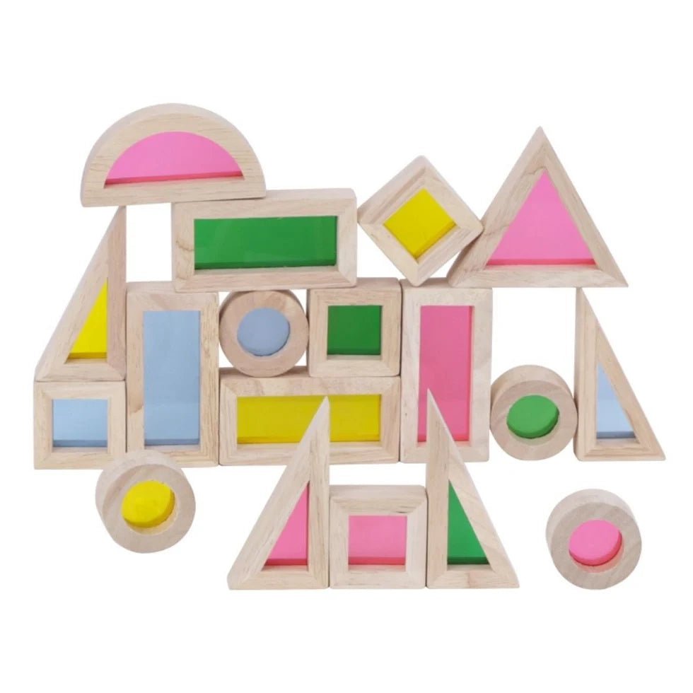 Wooden Acrylic Rainbow Building Blocks Toy (24 Pcs) - NESTA TOYS