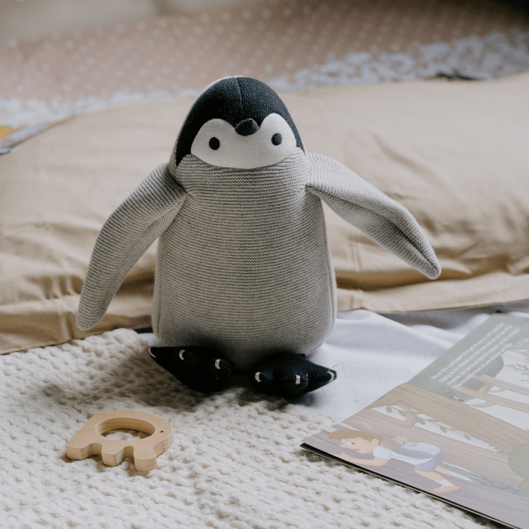 Newborn Gift Set - Penguin Plush Toy & Wooden Teethers - NESTA TOYS