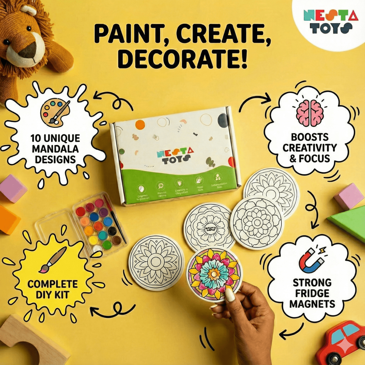DIY Fridge Magnet - Mandala Art - NESTA TOYS