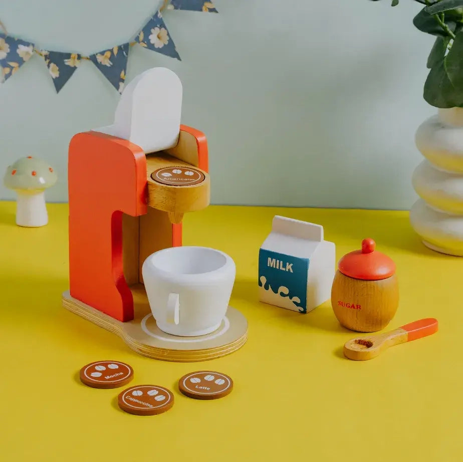Wooden Coffee Machine Toy (Red) - nestatoys