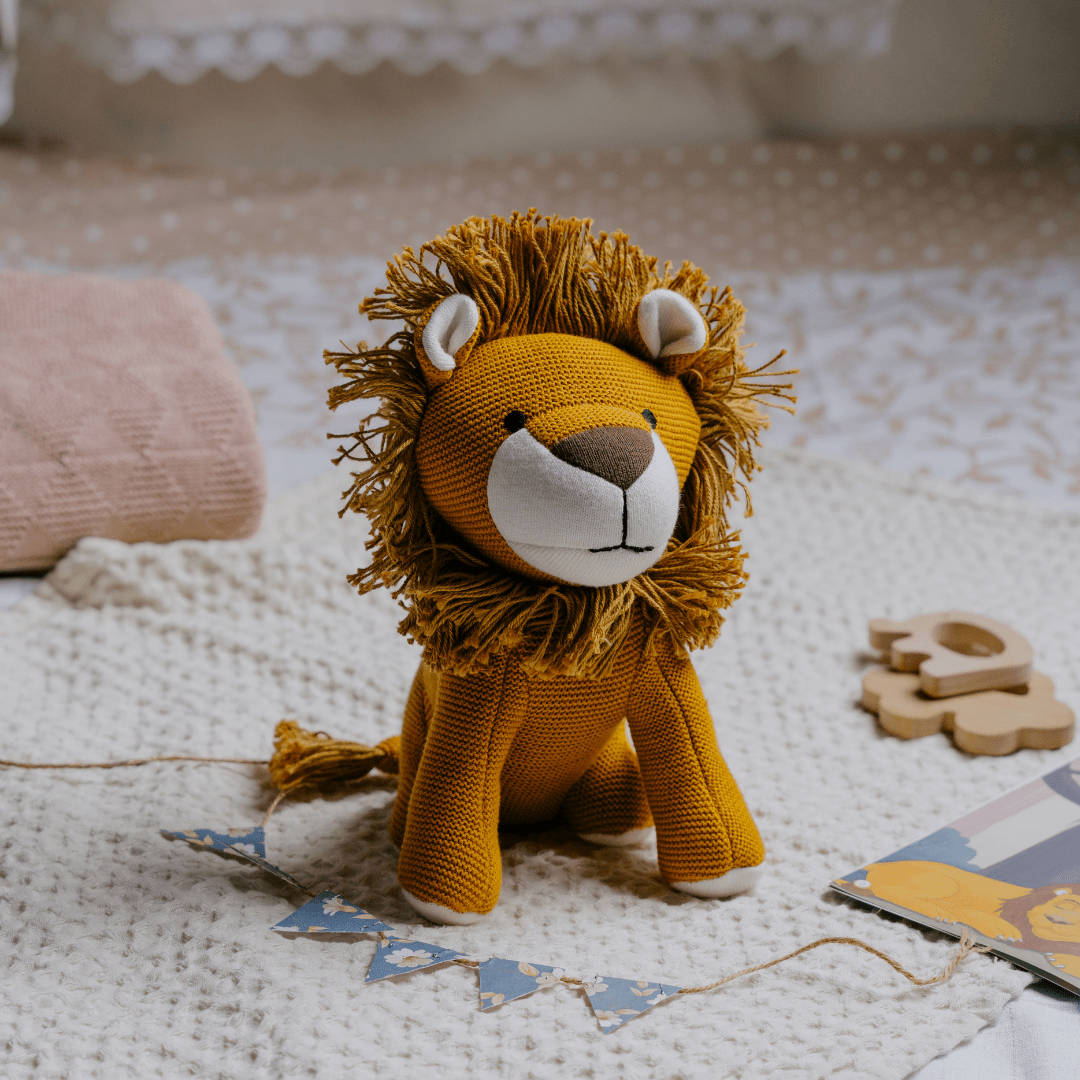 Newborn Gift Set - Lion Plush Toy, Wooden Elephant & Car Teether - NESTA TOYS
