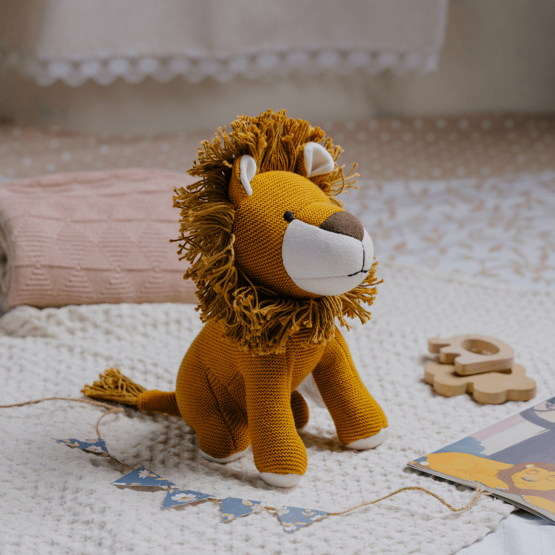 Newborn Gift Set - Lion Plush Toy, Wooden Elephant & Car Teether - NESTA TOYS