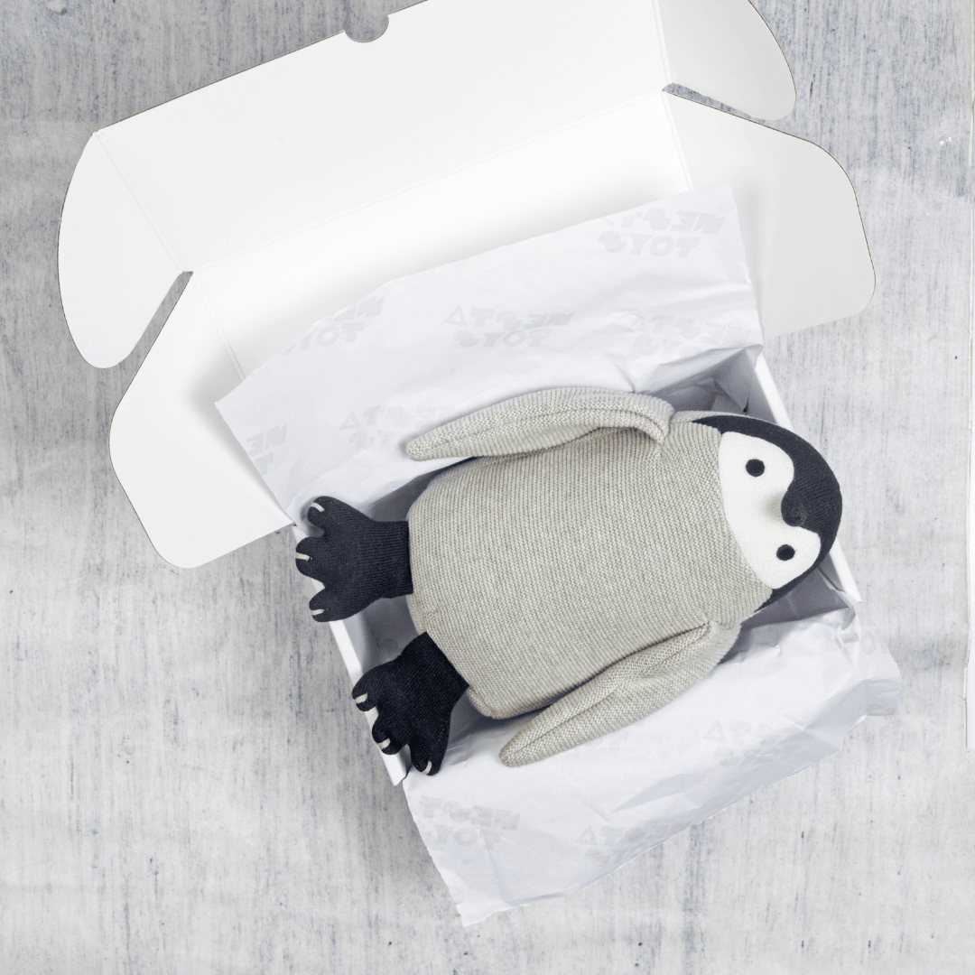 Peppy the Penguin | Knitted Cotton Animal Plush Toy for Kids - NESTA TOYS