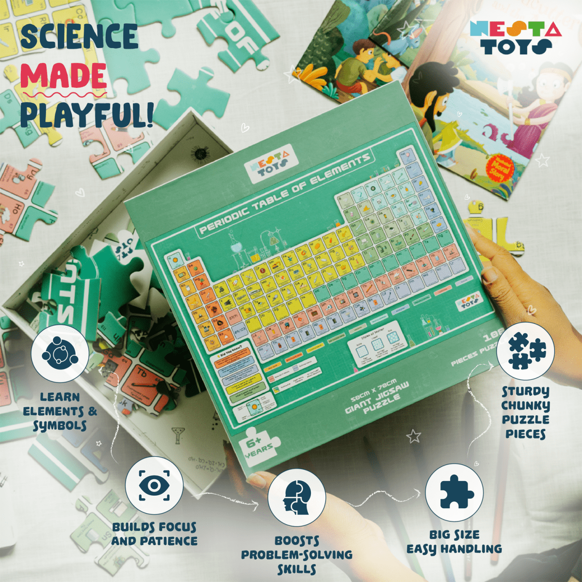 Periodic Table of Elements Jigsaw Puzzle (108 Jumbo Pieces) - NESTA TOYS