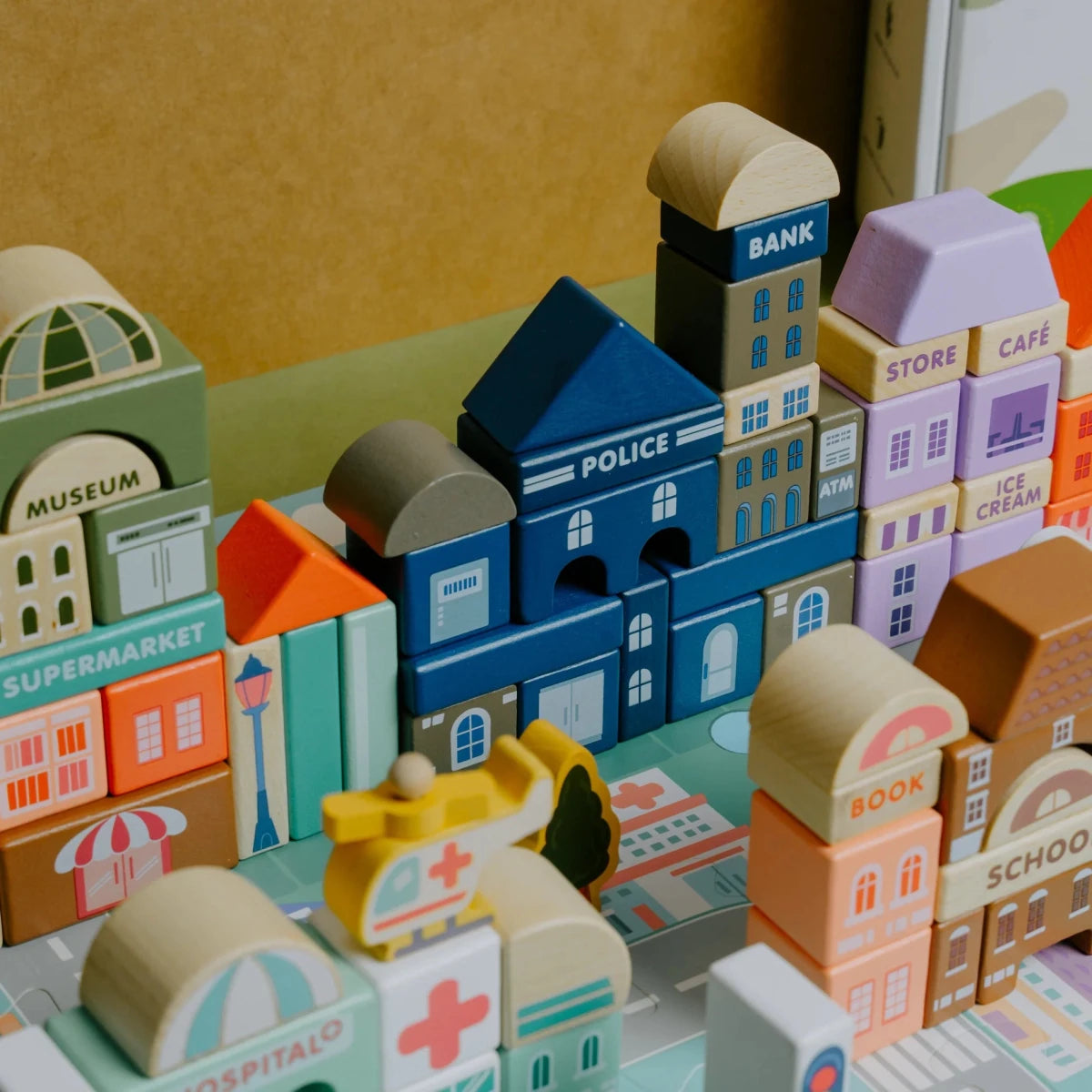 Wooden City Building Blocks Toy (115 Pieces) - NESTA TOYS