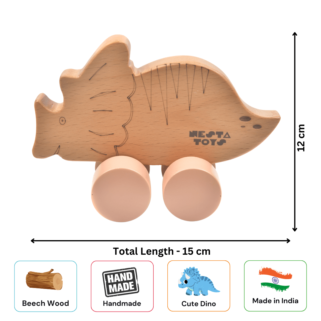 Wooden Dinosaur Car Toy - NESTA TOYS