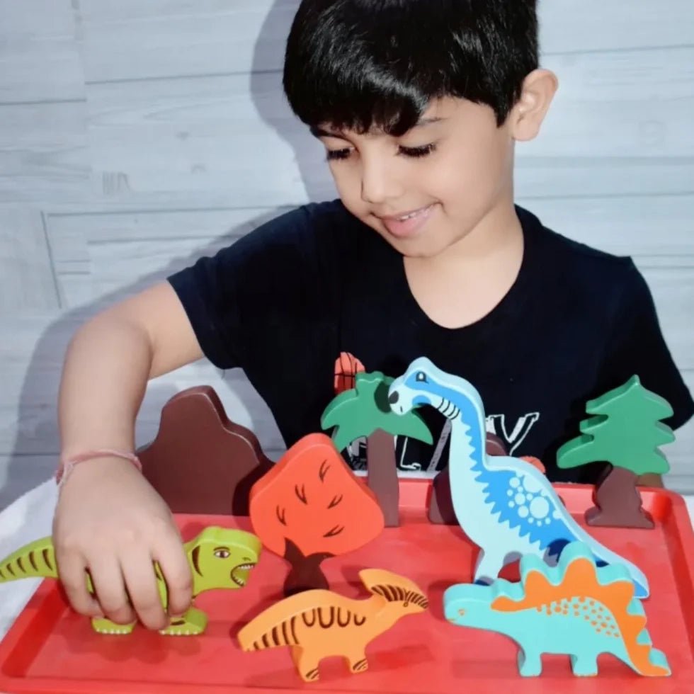 Wooden Dinosaur Building Blocks Toy (9 Pcs) - NESTA TOYS