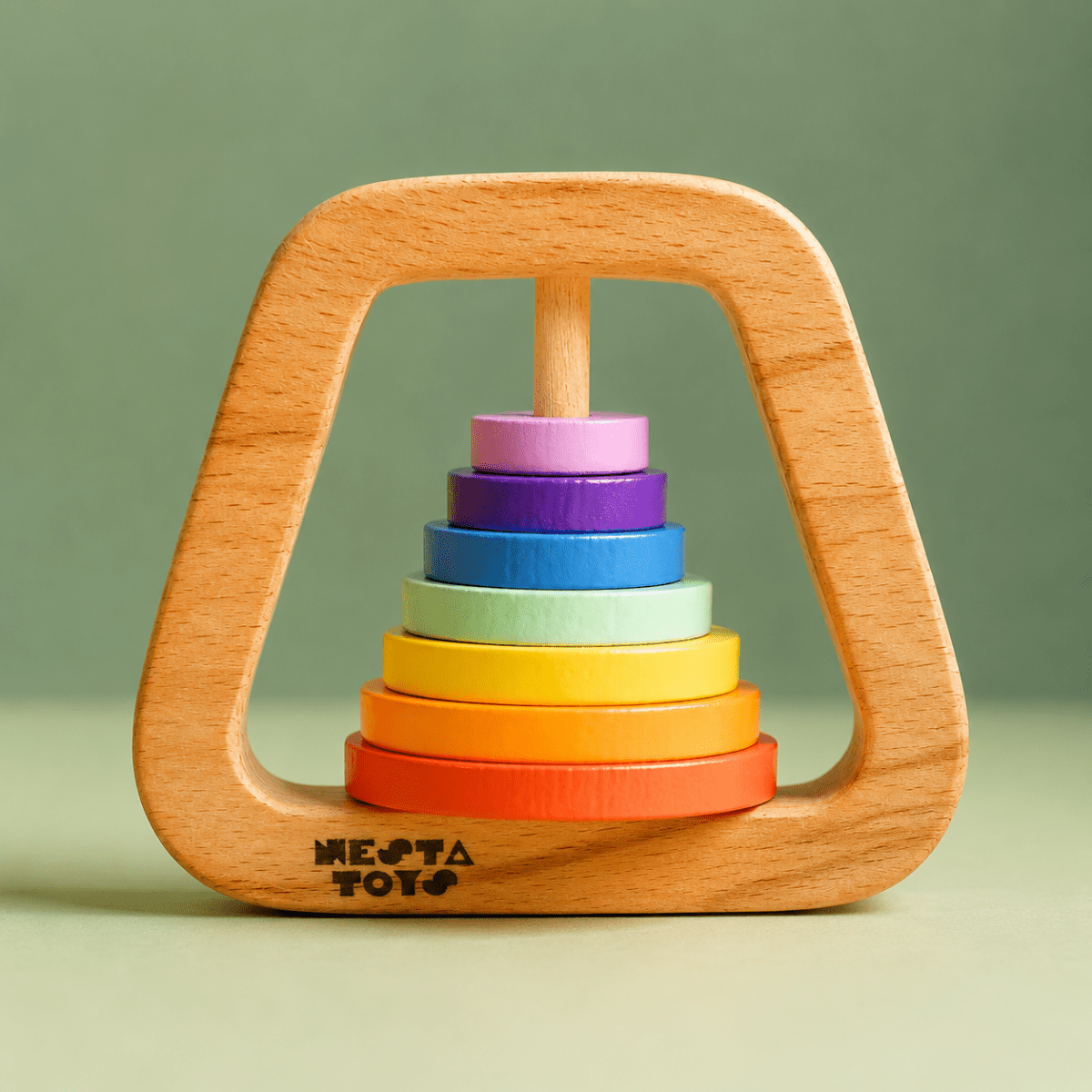 Wooden Rainbow Rattle - NESTA TOYS