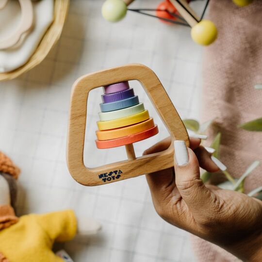 Wooden Rainbow Rattle - NESTA TOYS