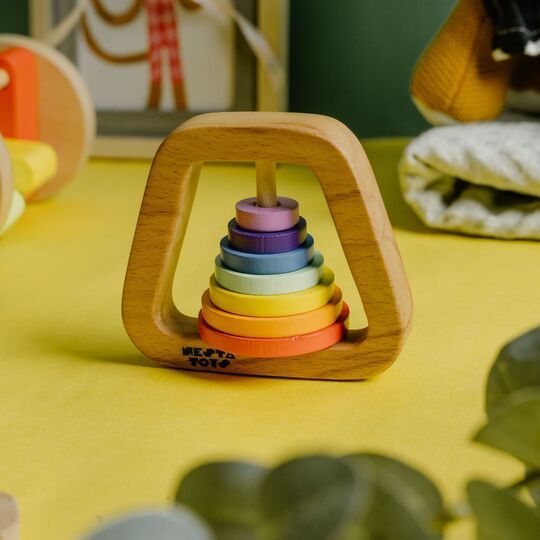 Wooden Rainbow Rattle - NESTA TOYS
