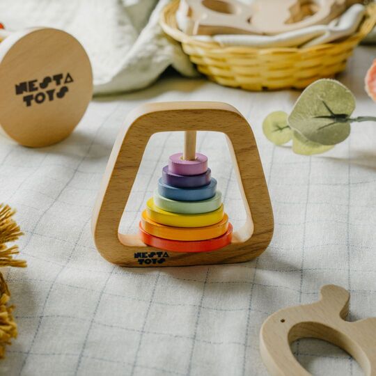 Wooden Rainbow Rattle - NESTA TOYS
