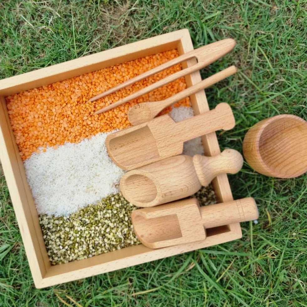 Wooden Sensory Bin Tools for Kids (6 Pcs) - Free Gift - NESTA TOYS